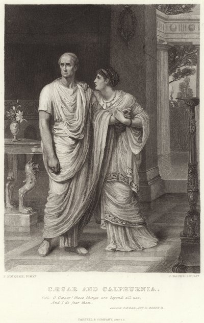 Cesare e Calpurnia, Giulio Cesare, Atto II, Scena II da Frank Dicksee